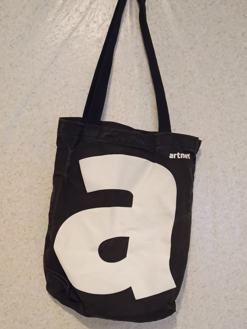 Artnet Black Tote Bag with White Graphic A